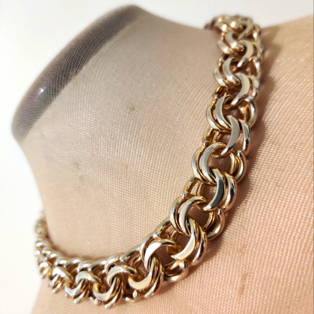 Vintage Massive Fancy Double Link Chain Chocker Necklace